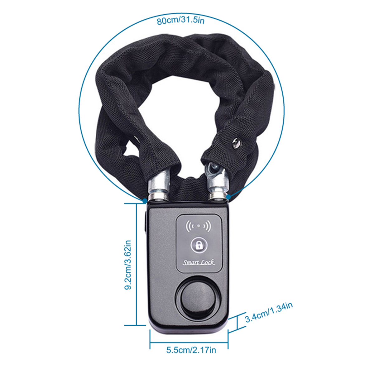Security Chain Door - Intelligentes Bluetooth-Kettenschloss Schlüsselloses Fahrrad-/Motorrad-/Torschloss mit Diebstahlalarm