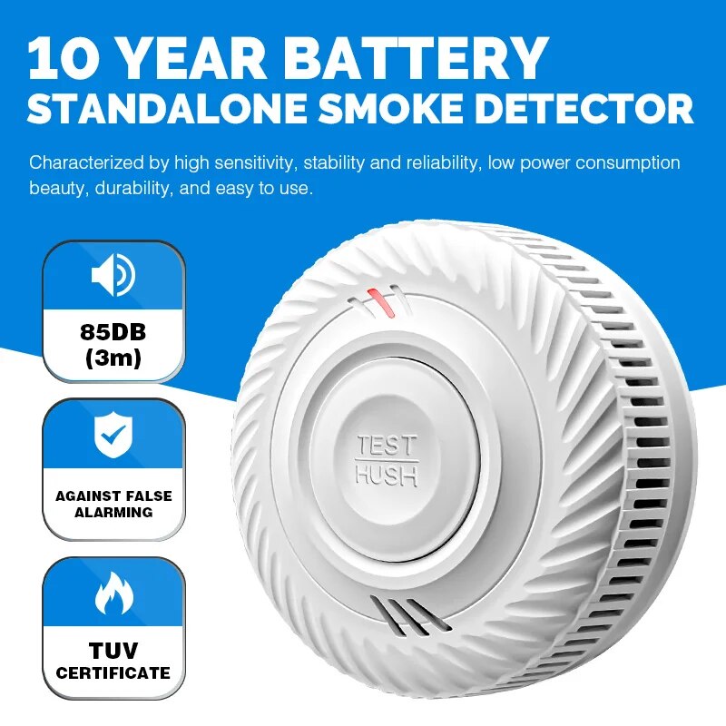 Smoke Detector Interconnected - 1 Stück Rauchmelder-Warnung, Branderkennung im Innenbereich,
