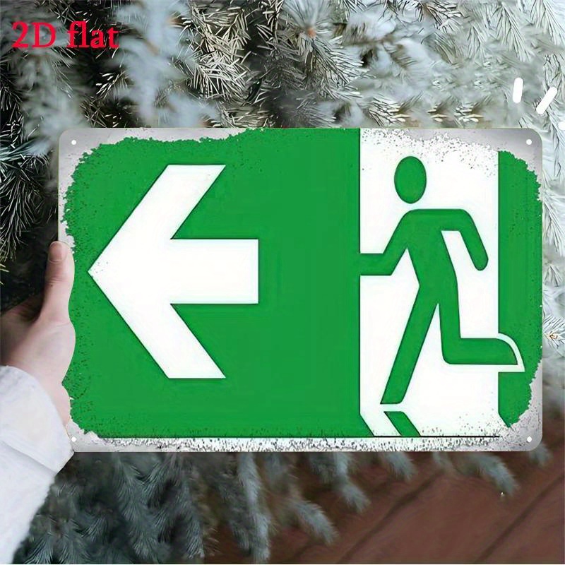 Emergency Exit Sign - Metall-Notausgangsschild - Grün-Weißes Notausgangs-Richtungssymbol, Langlebige Sicherheitsvorkehrung