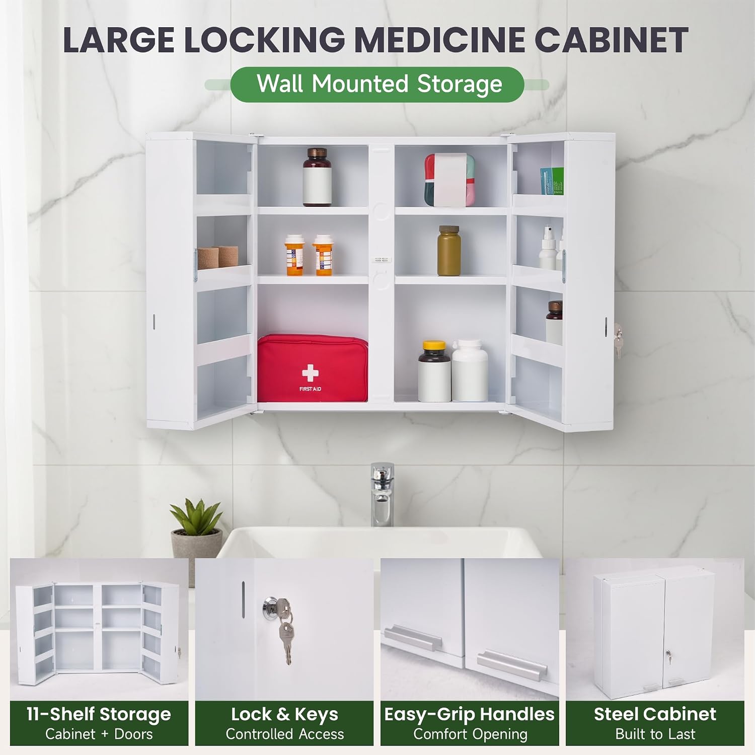 Großer abschließbarer Medizins – Medicine Cabinet Lock Bewertung und Preis